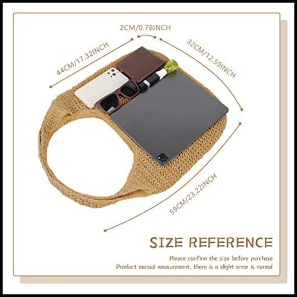 Straw Hobo Tote Bag Handwoven Rattan Retro Beach Summer Casual Purse - Picture 4 of 7